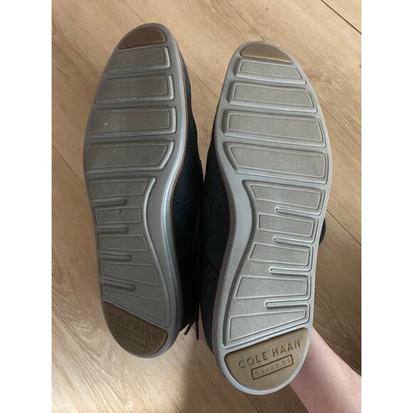 Cole Haan Original Grand Oxford shoes men’s size 11 blue suede wingtip lace up - Picture 4 of 5